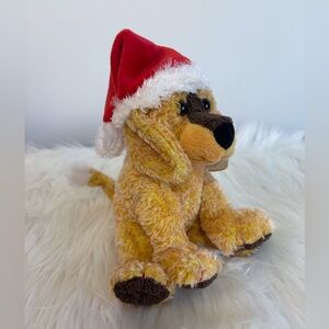Ty Plush Dog Toy with Red Santa Hat
